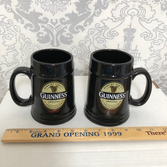Guinness Black Ceramic Beer Steins 2 Matching - Picture 8 of 9
